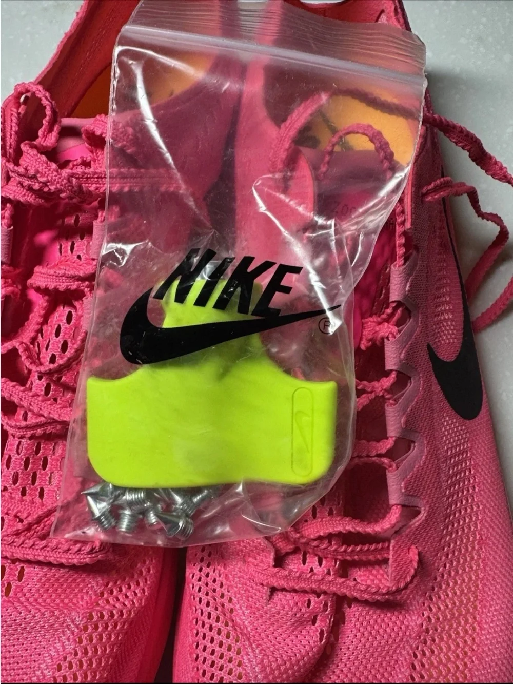 Nike men’s Fast-Run Shoe in Hot Pink with Orange Sole